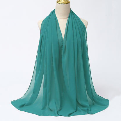 Women's Long Bubble Chiffon Muslim Hijab Scarf reef-blue by HitMyNeed
