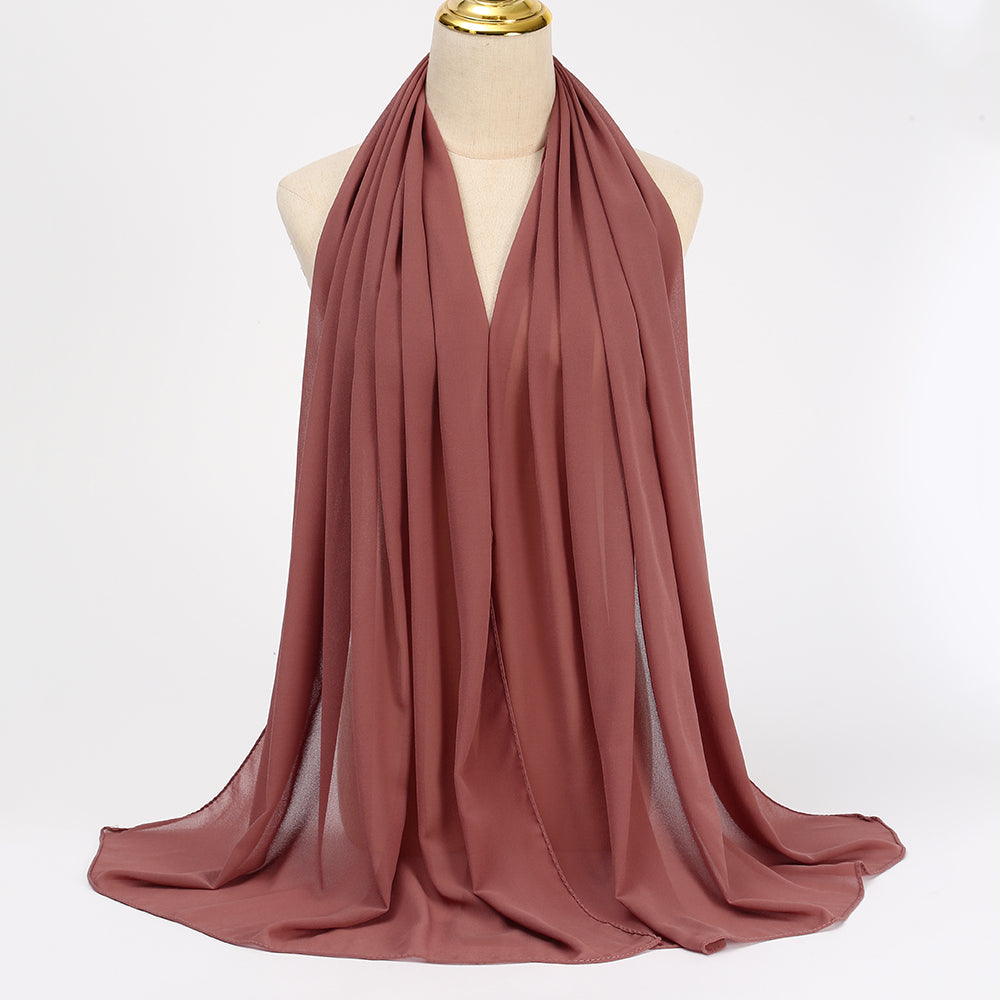 Women's Long Bubble Chiffon Muslim Hijab Scarf rose-brown by HitMyNeed