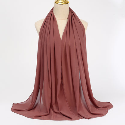 Women's Long Bubble Chiffon Muslim Hijab Scarf rose-brown by HitMyNeed