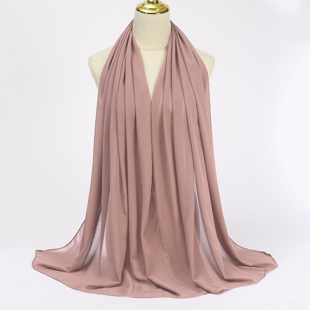 Women's Long Bubble Chiffon Muslim Hijab Scarf rose-grey by HitMyNeed