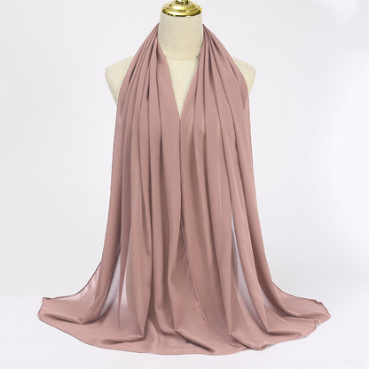 Women's Long Bubble Chiffon Muslim Hijab Scarf rose-grey by HitMyNeed