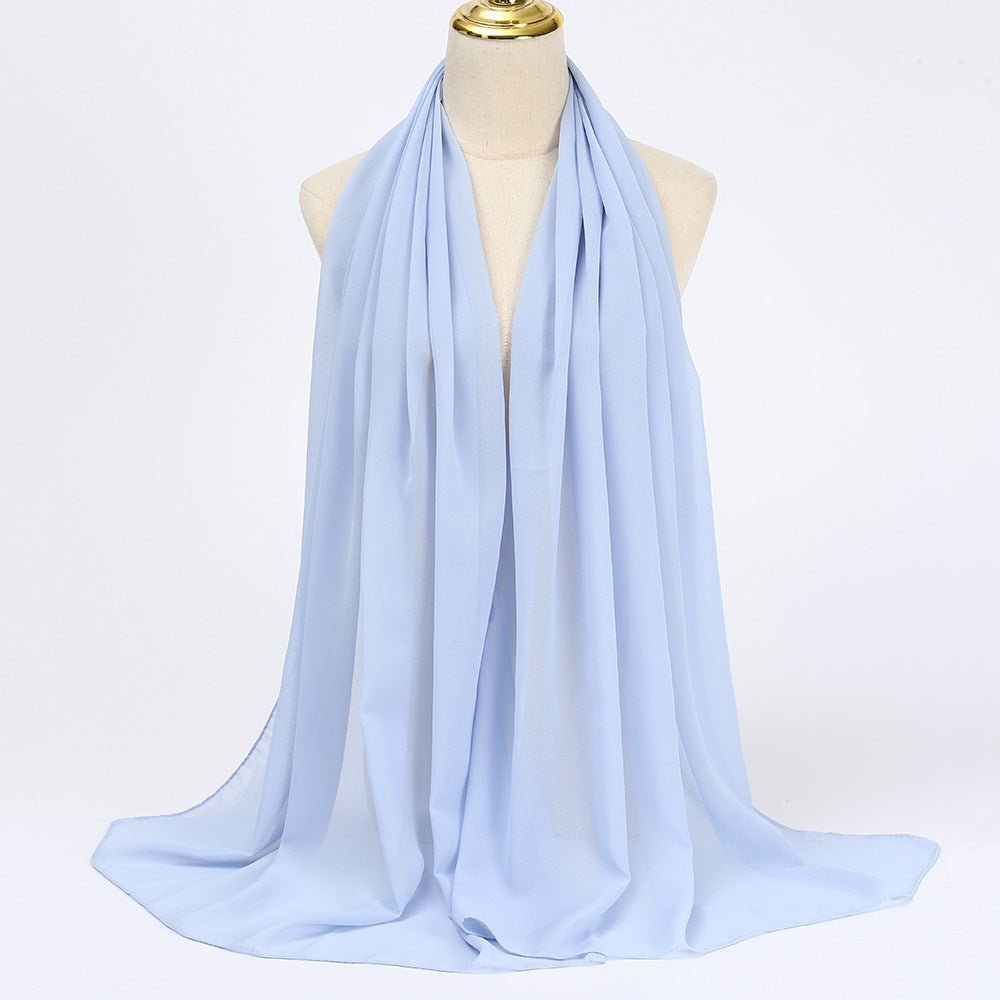 Women's Long Bubble Chiffon Muslim Hijab Scarf sky-blue by HitMyNeed