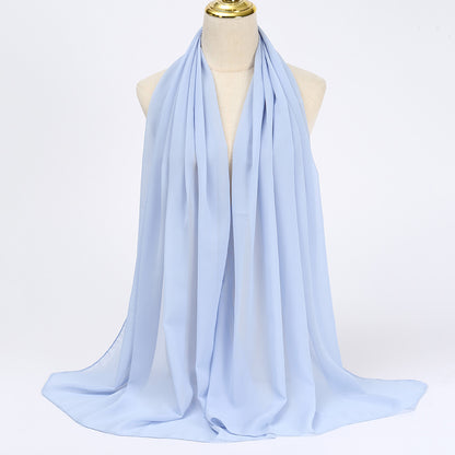 Women's Long Bubble Chiffon Muslim Hijab Scarf sky-blue by HitMyNeed