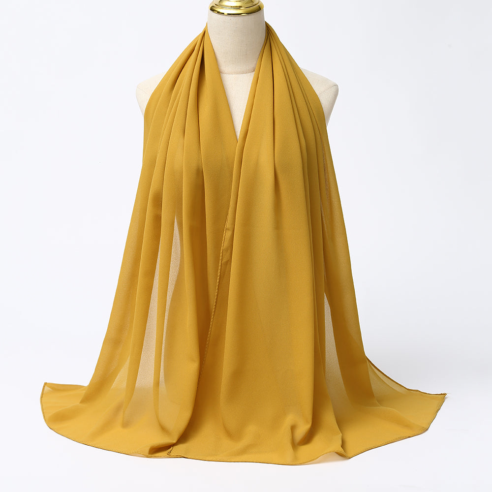 Women's Long Bubble Chiffon Muslim Hijab Scarf turmeric by HitMyNeed
