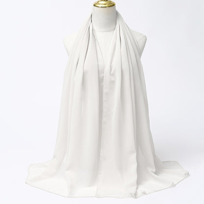 Women's Long Bubble Chiffon Muslim Hijab Scarf white by HitMyNeed