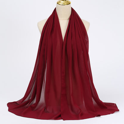 Women's Long Bubble Chiffon Muslim Hijab Scarf wine-red by HitMyNeed
