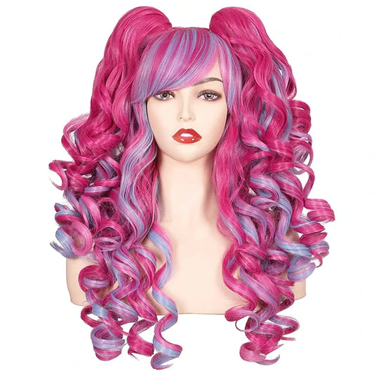 Women's Long Curly Cosplay Wig with 2 Ponytails 24" a1 by HitMyNeed