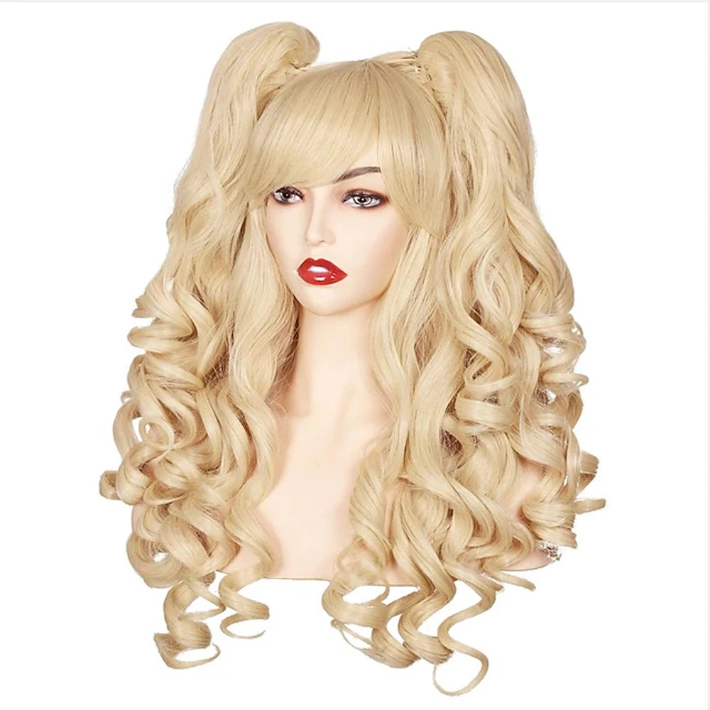 Women's Long Curly Cosplay Wig with 2 Ponytails 24" a12 by HitMyNeed