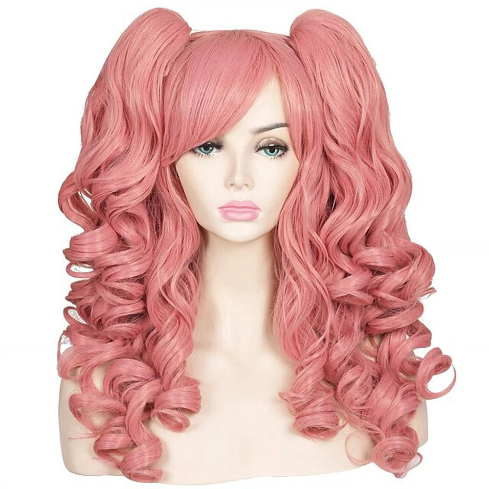 Women's Long Curly Cosplay Wig with 2 Ponytails 24" a4 by HitMyNeed