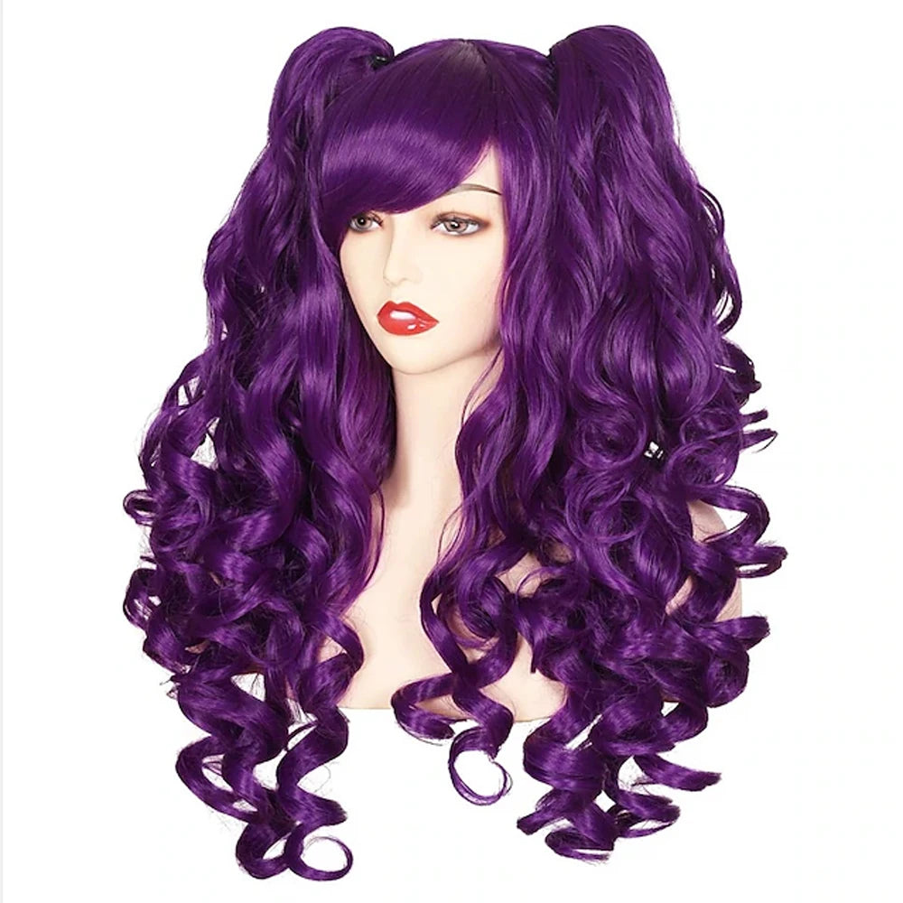 Women's Long Curly Cosplay Wig with 2 Ponytails 24" a5 by HitMyNeed