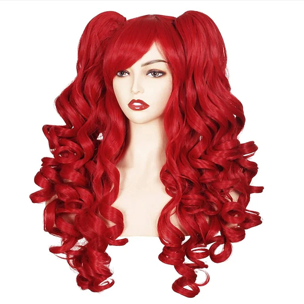 Women's Long Curly Cosplay Wig with 2 Ponytails 24" a6 by HitMyNeed
