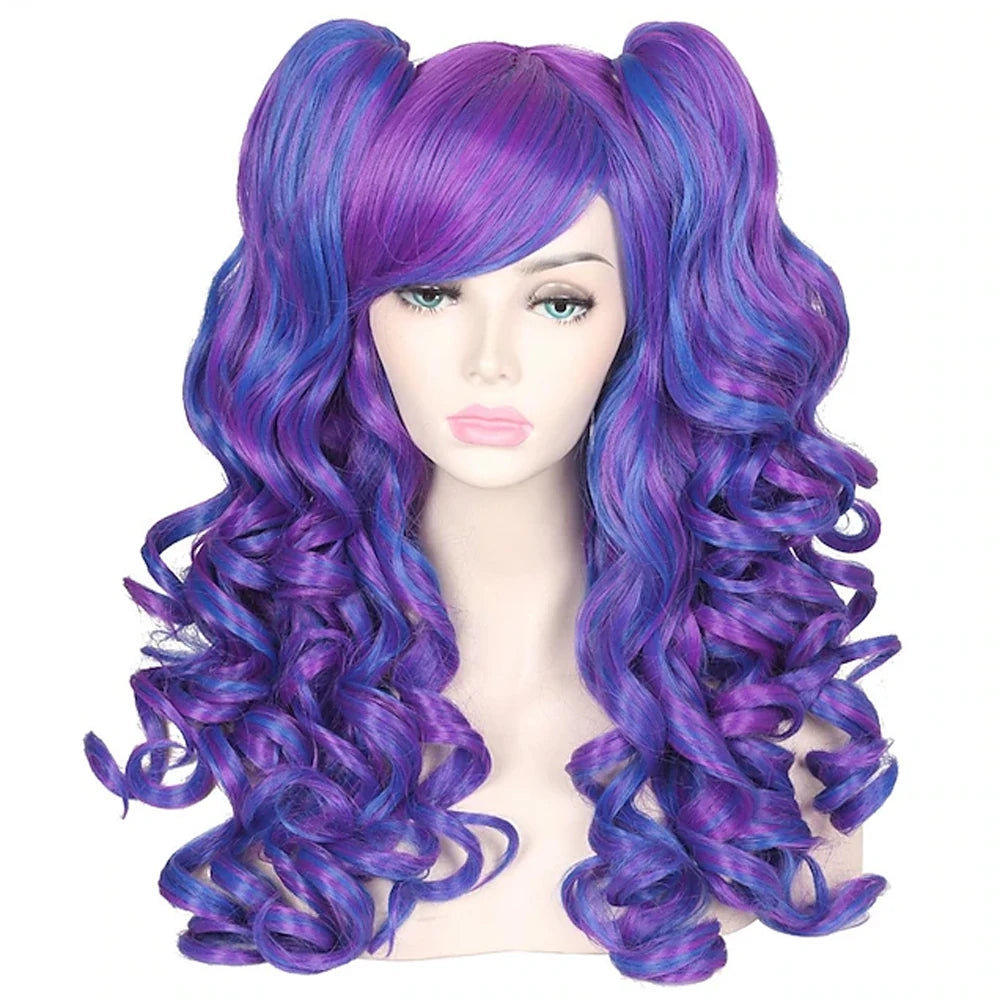 Women's Long Curly Cosplay Wig with 2 Ponytails 24" a7 by HitMyNeed
