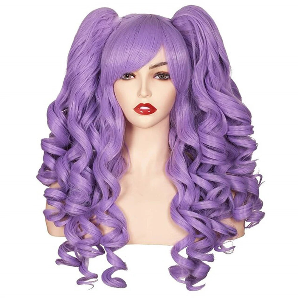 Women's Long Curly Cosplay Wig with 2 Ponytails 24" a9 by HitMyNeed