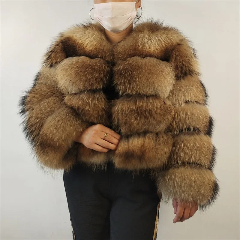 Women's Long Real Raccoon Fur Winter Coat by HitMyNeed