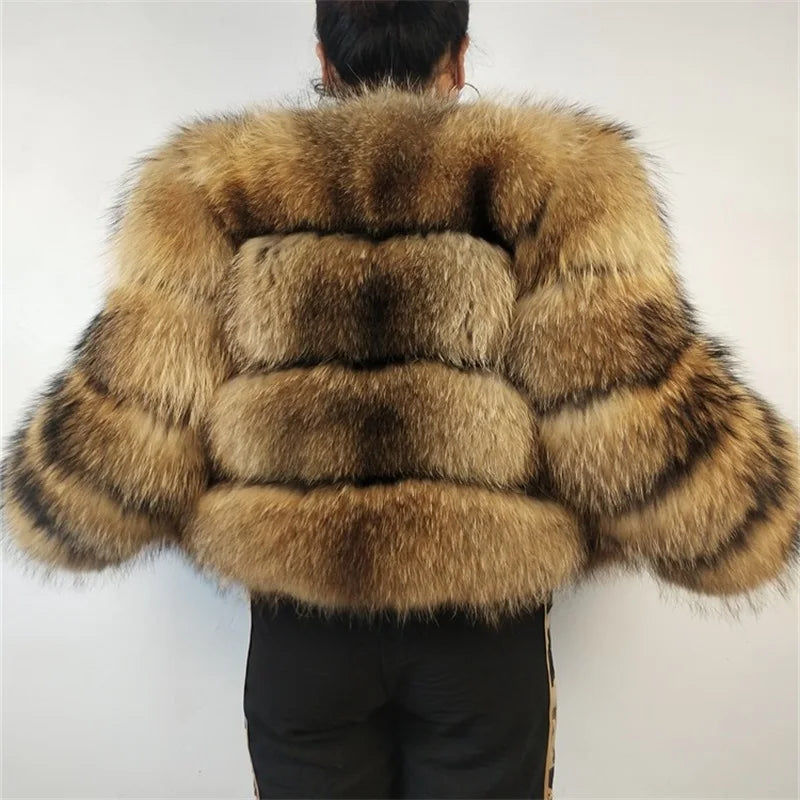 Women's Long Real Raccoon Fur Winter Coat by HitMyNeed
