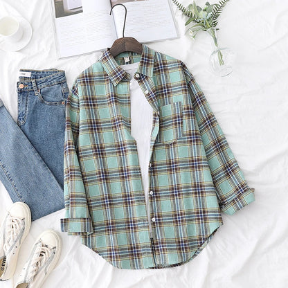 Women's Long Sleeve Plaid Shirt Button Down 21810.0 s by HitMyNeed