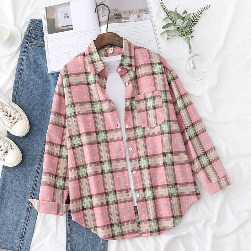 Women's Long Sleeve Plaid Shirt Button Down 21819.0 xs by HitMyNeed