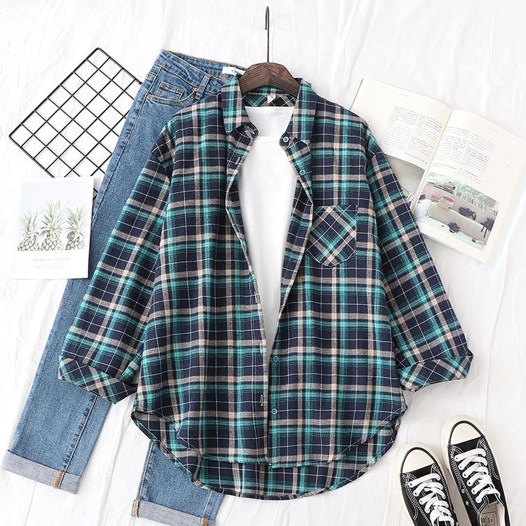 Women's Long Sleeve Plaid Shirt Button Down 21820.0 xs by HitMyNeed