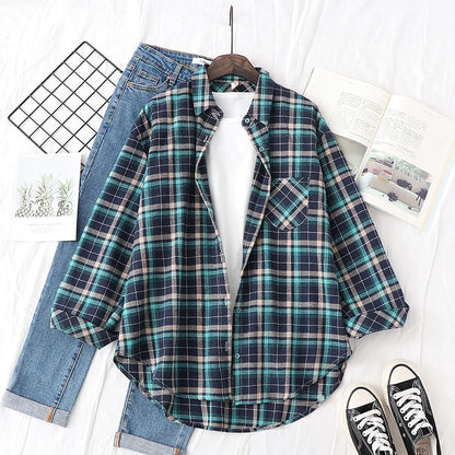 Women's Long Sleeve Plaid Shirt Button Down 21820.0 xs by HitMyNeed