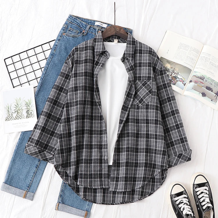 Women's Long Sleeve Plaid Shirt Button Down 21827.0 xs by HitMyNeed