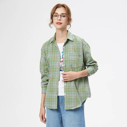 Women's Long Sleeve Plaid Shirt Button Down 21831.0 s by HitMyNeed