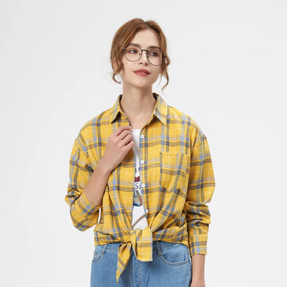 Women's Long Sleeve Plaid Shirt Button Down 21832.0 s by HitMyNeed