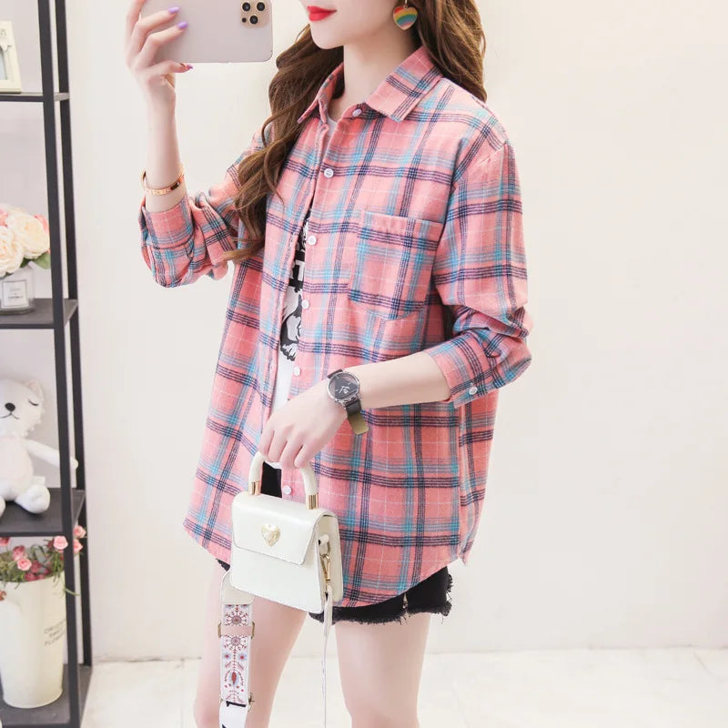 Women's Long Sleeve Plaid Shirt Button Down 21833.0 xs by HitMyNeed