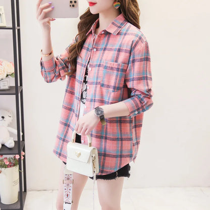 Women's Long Sleeve Plaid Shirt Button Down 21833.0 xs by HitMyNeed