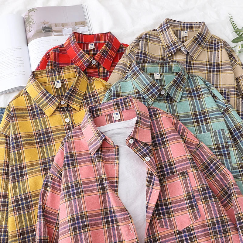 Women's Long Sleeve Plaid Shirt Button Down by HitMyNeed