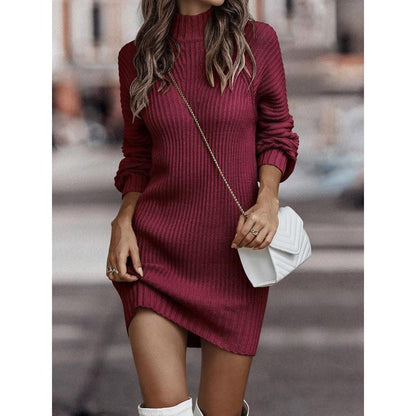 Women's Long Sleeve Turtleneck Midi Dress by HitMyNeed