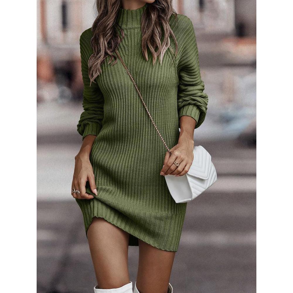 Women's Long Sleeve Turtleneck Midi Dress by HitMyNeed