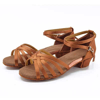 Women's Low Heel Latin & Ballroom Dance Shoes tan 25.0 by HitMyNeed