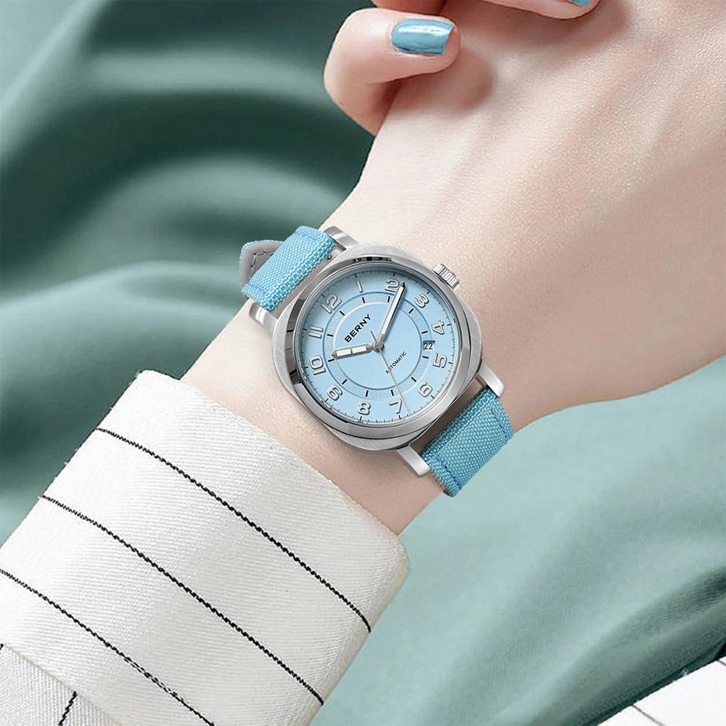 Women's Mechanical Cushion Watch with Sapphire & Date by HitMyNeed
