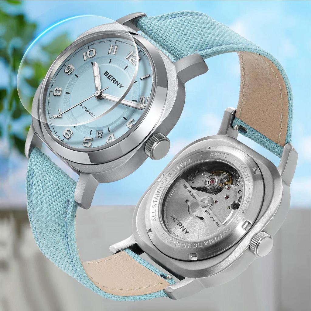 Women's Mechanical Cushion Watch with Sapphire & Date by HitMyNeed