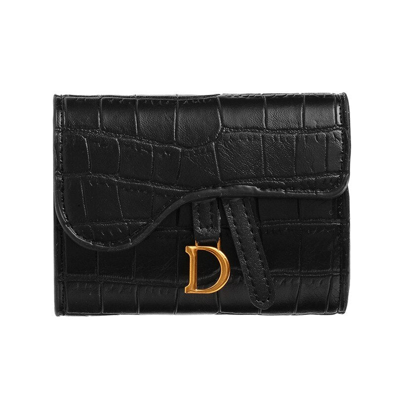 Women's Mini PU Short Wallet with Multi Card Holder black1 by HitMyNeed