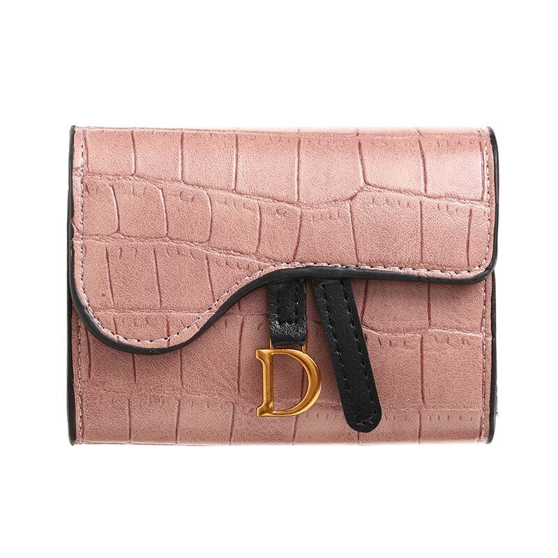 Women's Mini PU Short Wallet with Multi Card Holder pink by HitMyNeed