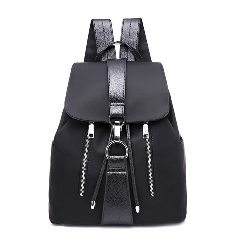 Women's Nylon Casual Backpack with Multiple Pockets by HitMyNeed