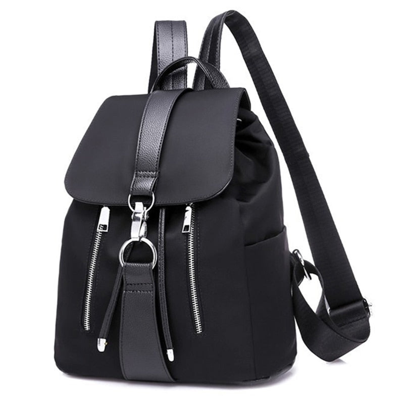 Women's Nylon Casual Backpack with Multiple Pockets by HitMyNeed