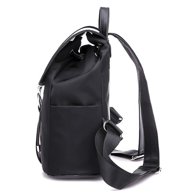 Women's Nylon Casual Backpack with Multiple Pockets by HitMyNeed