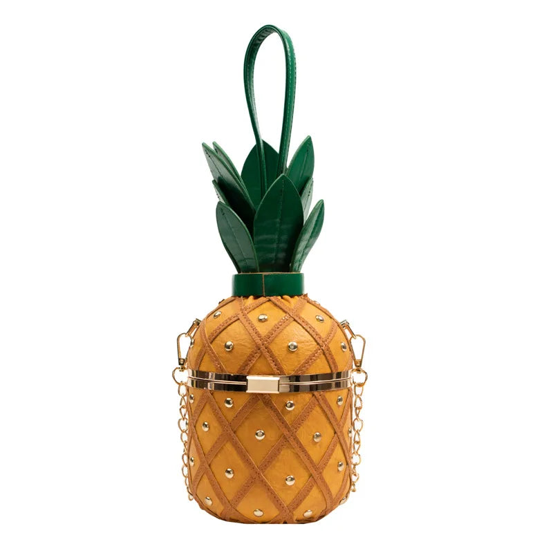 Women's Pineapple Crossbody Bag with Metal Chain by HitMyNeed
