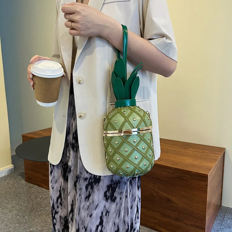 Women's Pineapple Crossbody Bag with Metal Chain by HitMyNeed