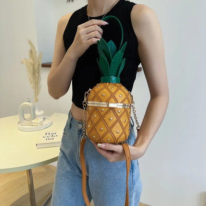 Women's Pineapple Crossbody Bag with Metal Chain by HitMyNeed