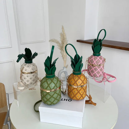Women's Pineapple Crossbody Bag with Metal Chain by HitMyNeed