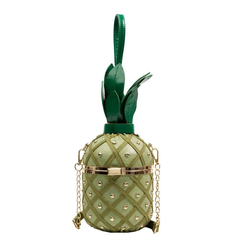 Women's Pineapple Crossbody Bag with Metal Chain green by HitMyNeed