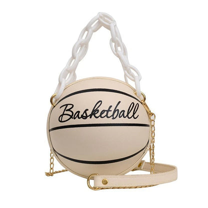 Women's PU Leather Basketball Shoulder & Crossbody Bag beige by HitMyNeed