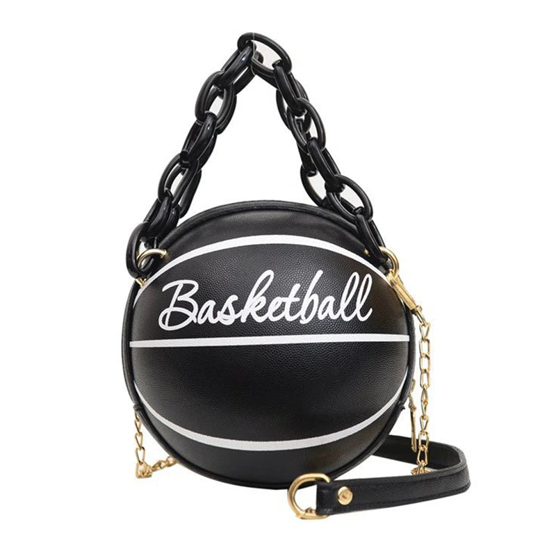 Women's PU Leather Basketball Shoulder & Crossbody Bag black by HitMyNeed