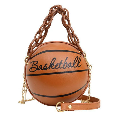 Women's PU Leather Basketball Shoulder & Crossbody Bag light-brown by HitMyNeed