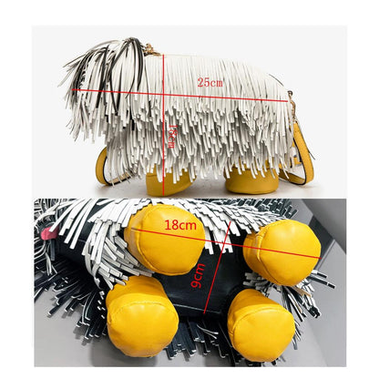 Women's PU Leather Dog Tassel Crossbody Shoulder Bag by HitMyNeed