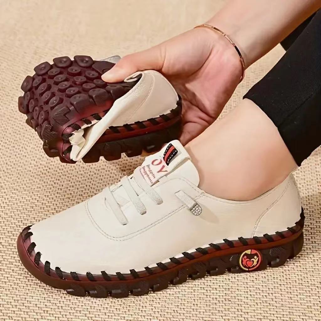 Women's PU Leather Vulcanized Flat Casual Shoes white 35 by HitMyNeed
