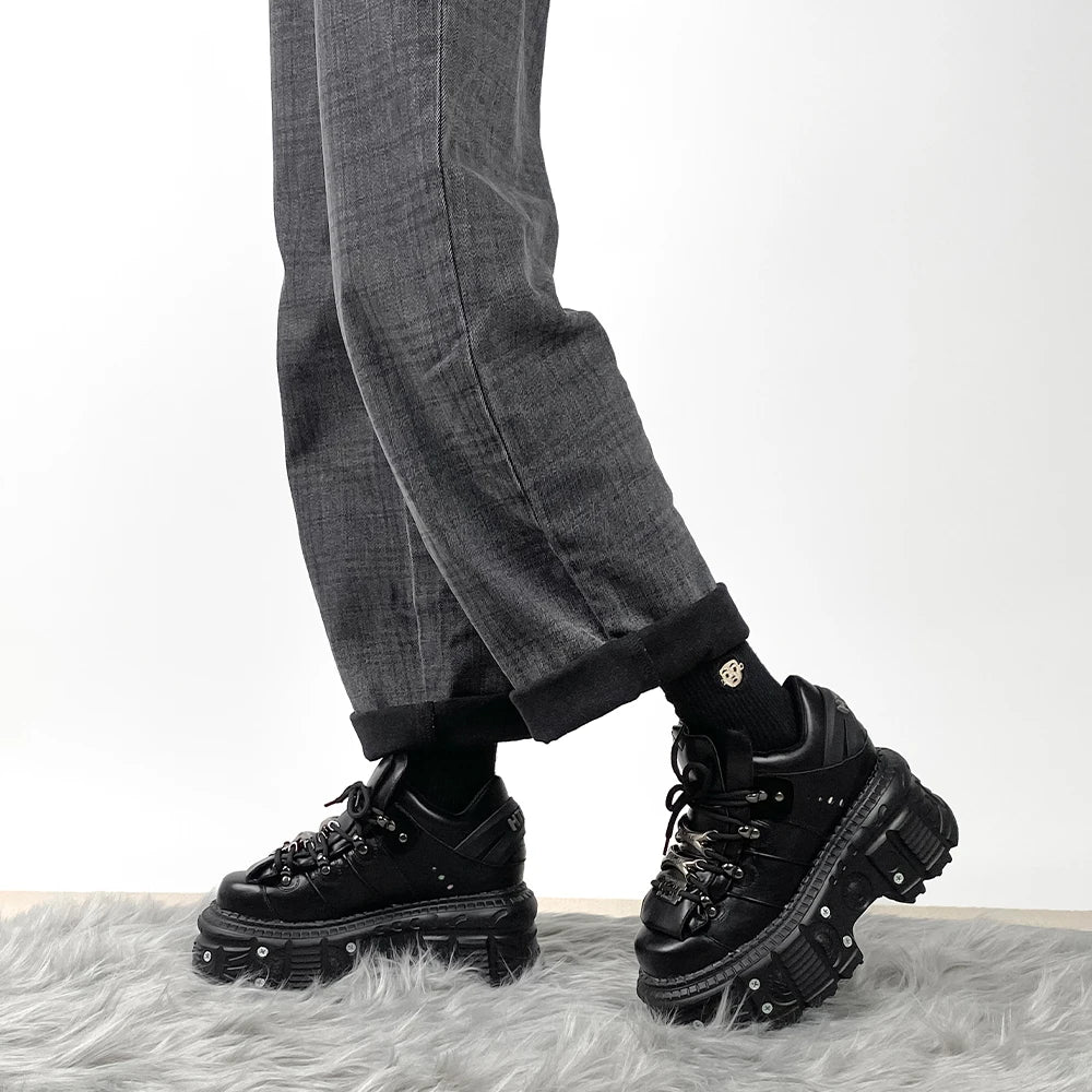 Women's Punk Gothic Lace-Up Platform Ankle Boots by HitMyNeed